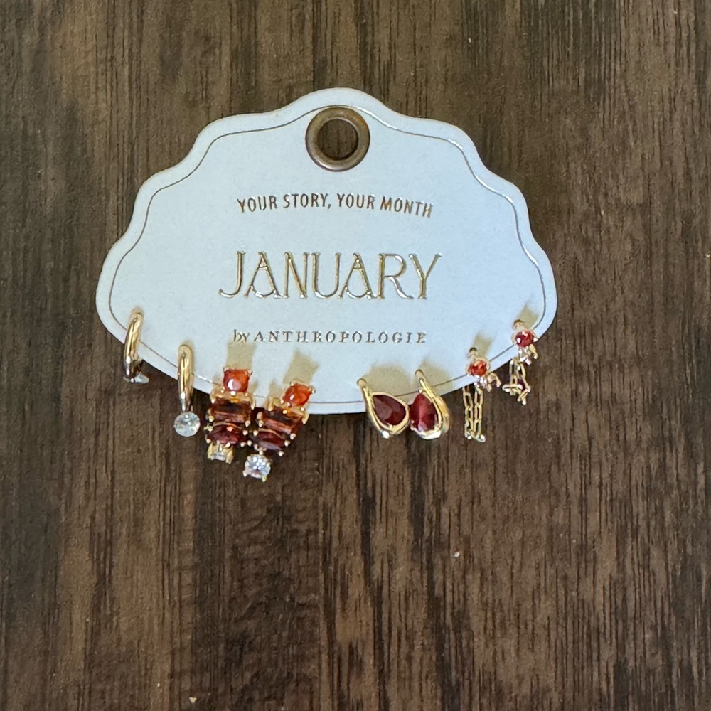 Anthropologie Garnet and Gold Earring Set - Picture 12 of 14